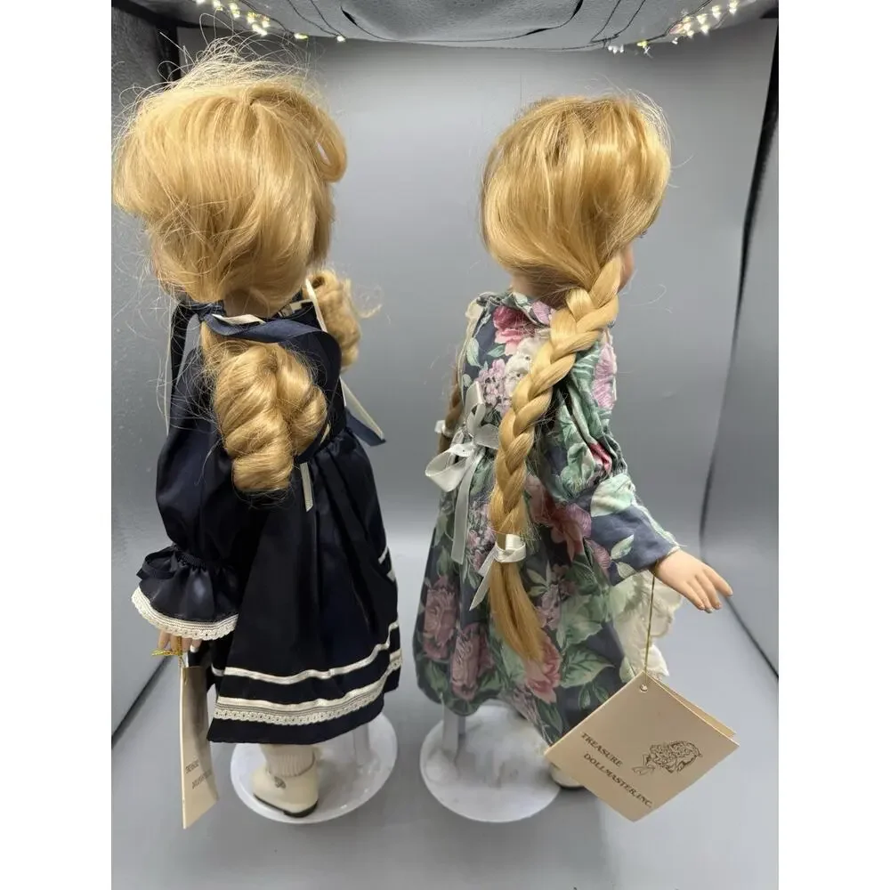 Treasure Dollmaster Porcelain Dolls 20” Blonde Pair w Tags